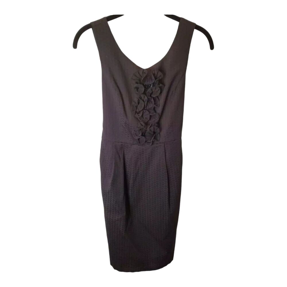 Kensie Dress Sleeveless Flower Embellishments Cotton Black Size 4 Whimsigoth